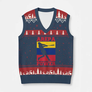 Arepa Power Venezuela Baseball Flag V-Neck Knit Sweater Vest Funny Venezuelan Pride Gift for Beisbol Lovers TS02 Navy Red Print Your Wear