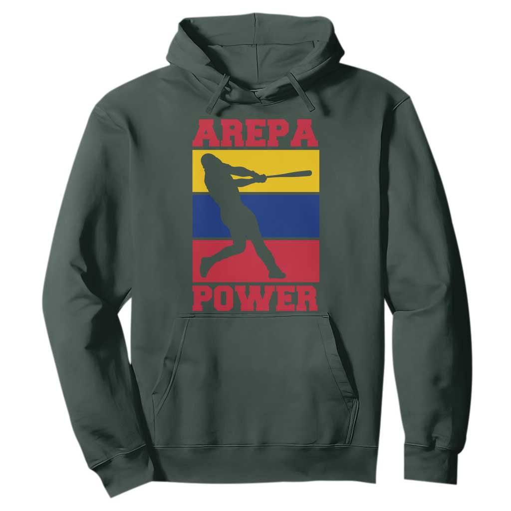 Arepa Power Venezuela Baseball Flag Hoodie Funny Venezuelan Pride Gift for Beisbol Lovers TS02 Dark Forest Green Print Your Wear