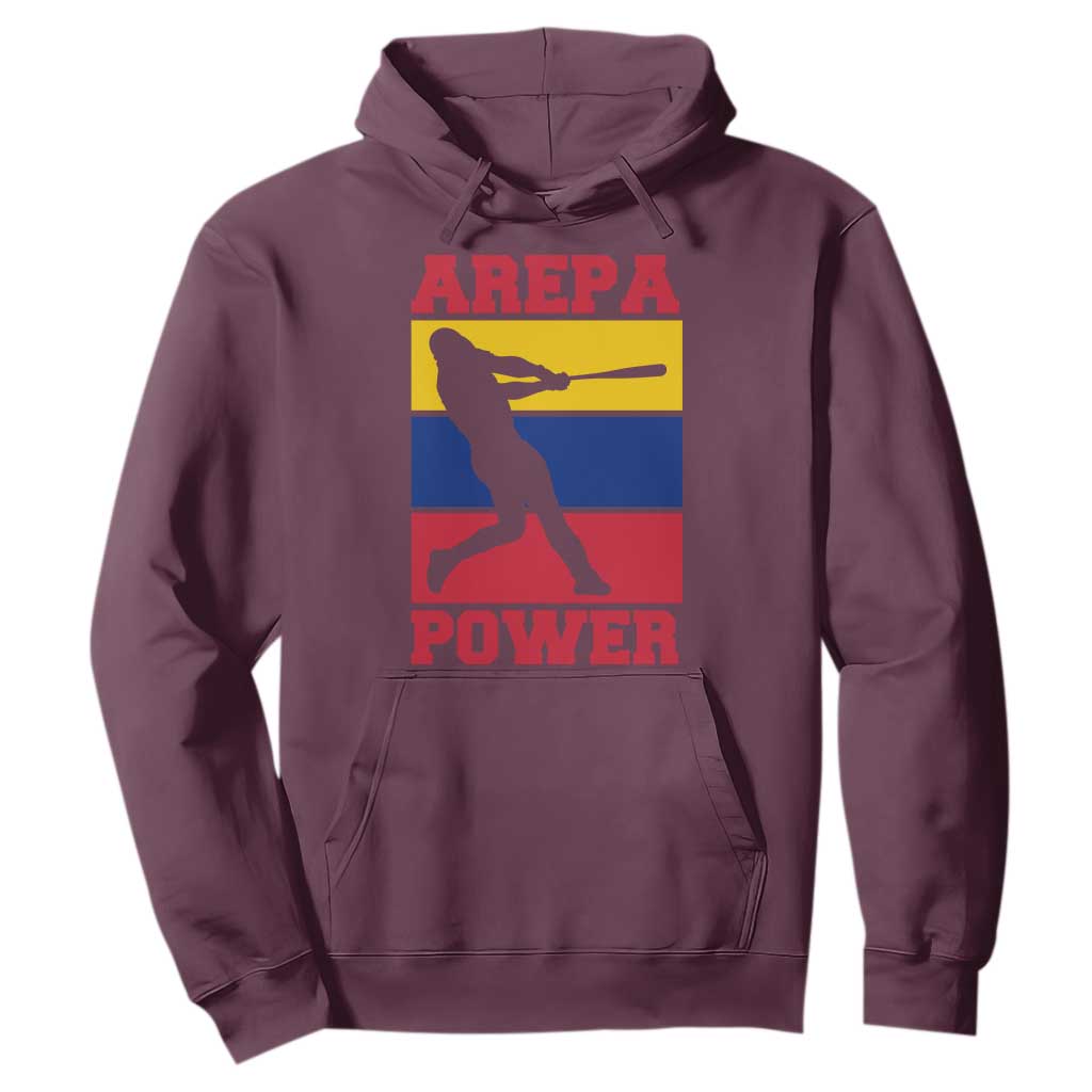 Arepa Power Venezuela Baseball Flag Hoodie Funny Venezuelan Pride Gift for Beisbol Lovers TS02 Maroon Print Your Wear