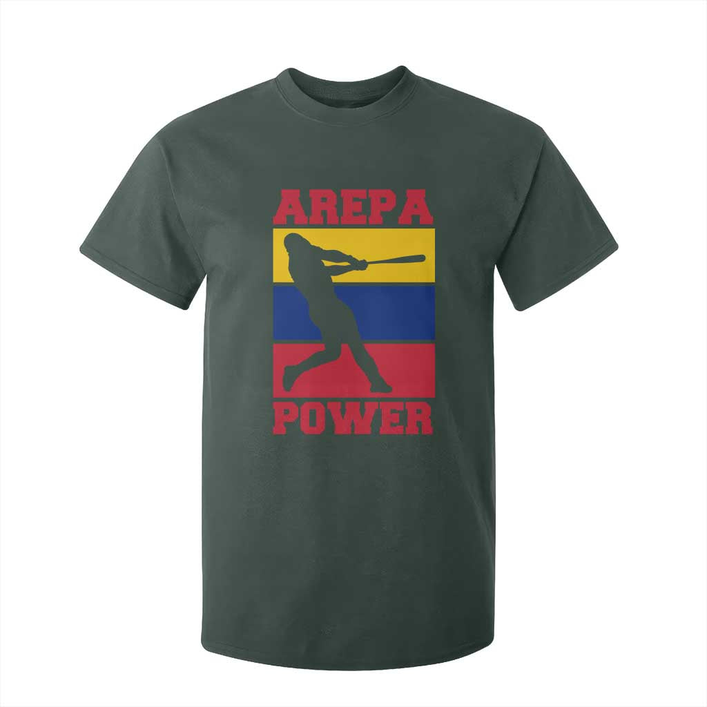 Arepa Power Venezuela Baseball Flag T Shirt For Kid Funny Venezuelan Pride Gift for Beisbol Lovers TS02 Dark Forest Green Print Your Wear