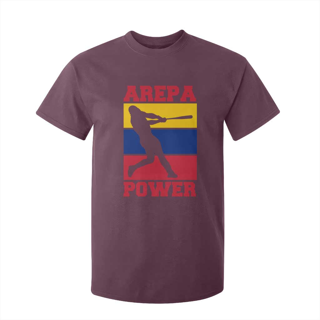 Arepa Power Venezuela Baseball Flag T Shirt For Kid Funny Venezuelan Pride Gift for Beisbol Lovers TS02 Maroon Print Your Wear
