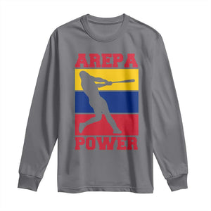 Arepa Power Venezuela Baseball Flag Long Sleeve Shirt Funny Venezuelan Pride Gift for Beisbol Lovers TS02 Charcoal Print Your Wear