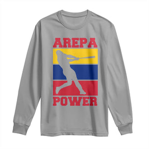 Arepa Power Venezuela Baseball Flag Long Sleeve Shirt Funny Venezuelan Pride Gift for Beisbol Lovers TS02 Sport Gray Print Your Wear