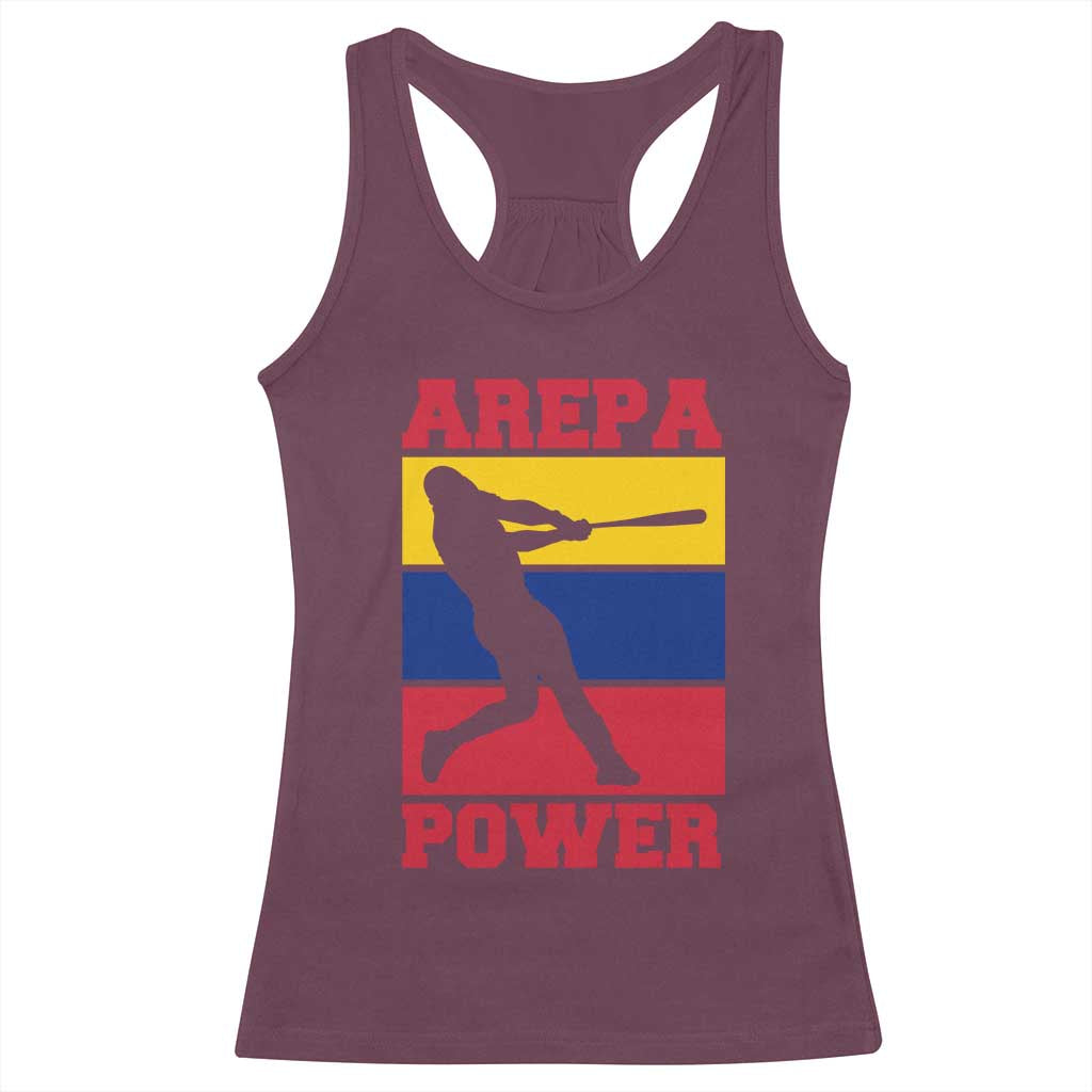 Arepa Power Venezuela Baseball Flag Racerback Tank Top Funny Venezuelan Pride Gift for Beisbol Lovers TS02 Maroon Print Your Wear
