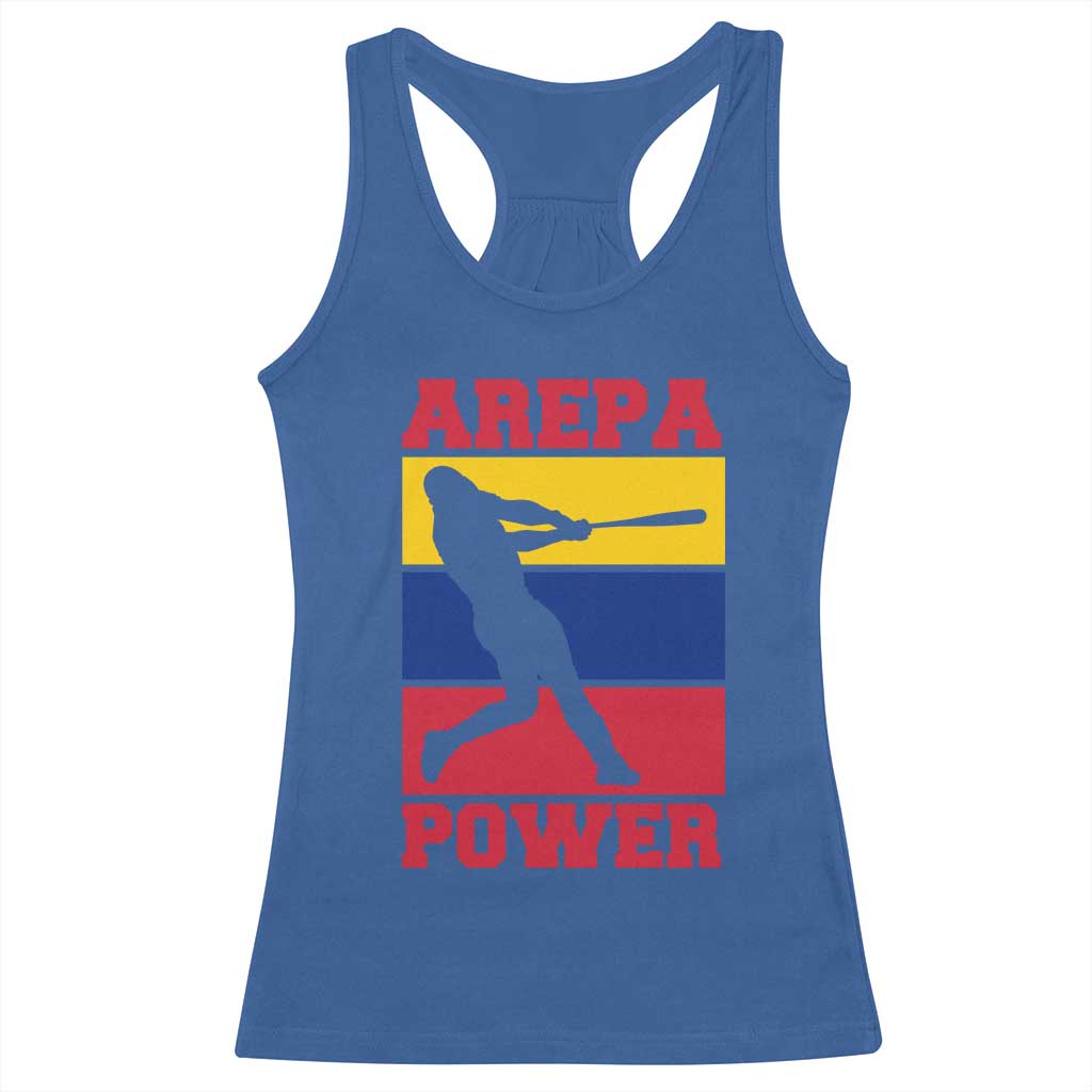 Arepa Power Venezuela Baseball Flag Racerback Tank Top Funny Venezuelan Pride Gift for Beisbol Lovers TS02 Royal Blue Print Your Wear