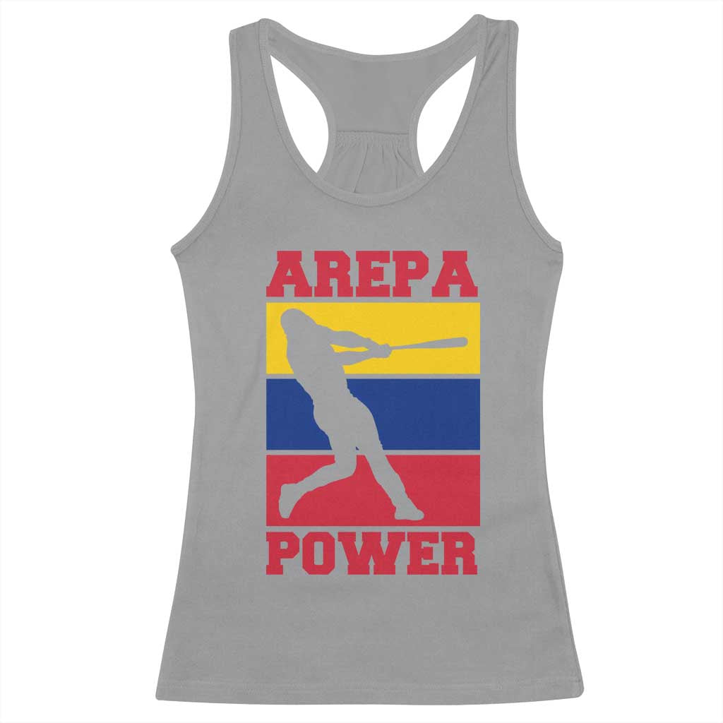 Arepa Power Venezuela Baseball Flag Racerback Tank Top Funny Venezuelan Pride Gift for Beisbol Lovers TS02 Sport Gray Print Your Wear