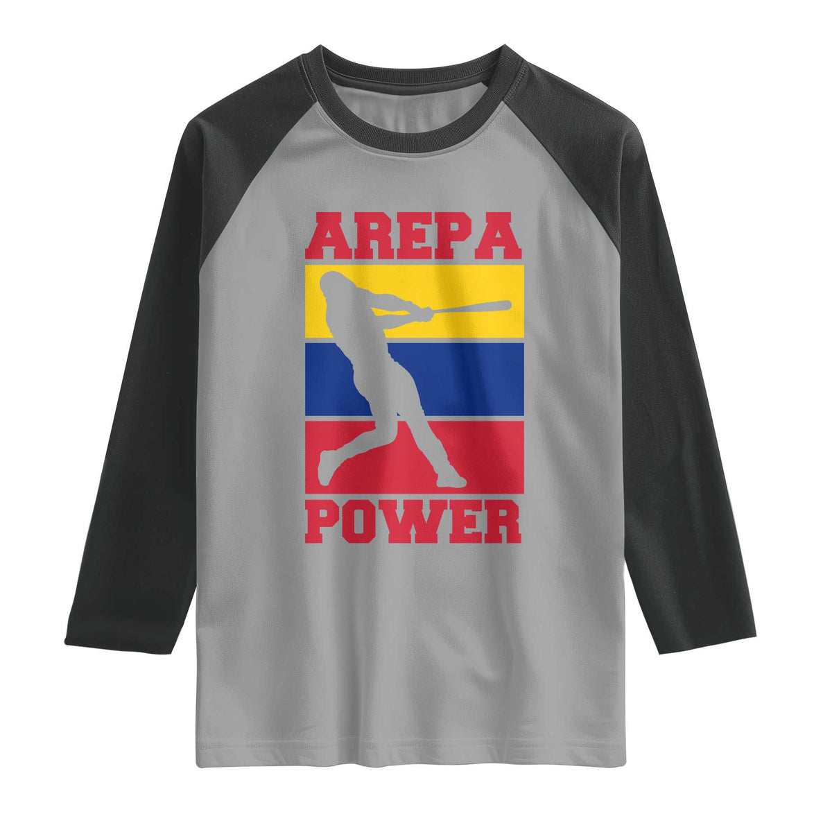 Arepa Power Venezuela Baseball Flag Raglan Shirt Funny Venezuelan Pride Gift for Beisbol Lovers TS02 Sport Gray Black Print Your Wear