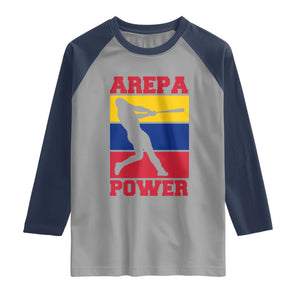 Arepa Power Venezuela Baseball Flag Raglan Shirt Funny Venezuelan Pride Gift for Beisbol Lovers TS02 Sport Gray Navy Print Your Wear