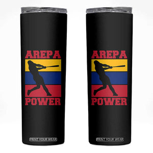 Arepa Power Venezuela Baseball Flag Skinny Tumbler Funny Venezuelan Pride Gift for Beisbol Lovers TS02 Black Print Your Wear