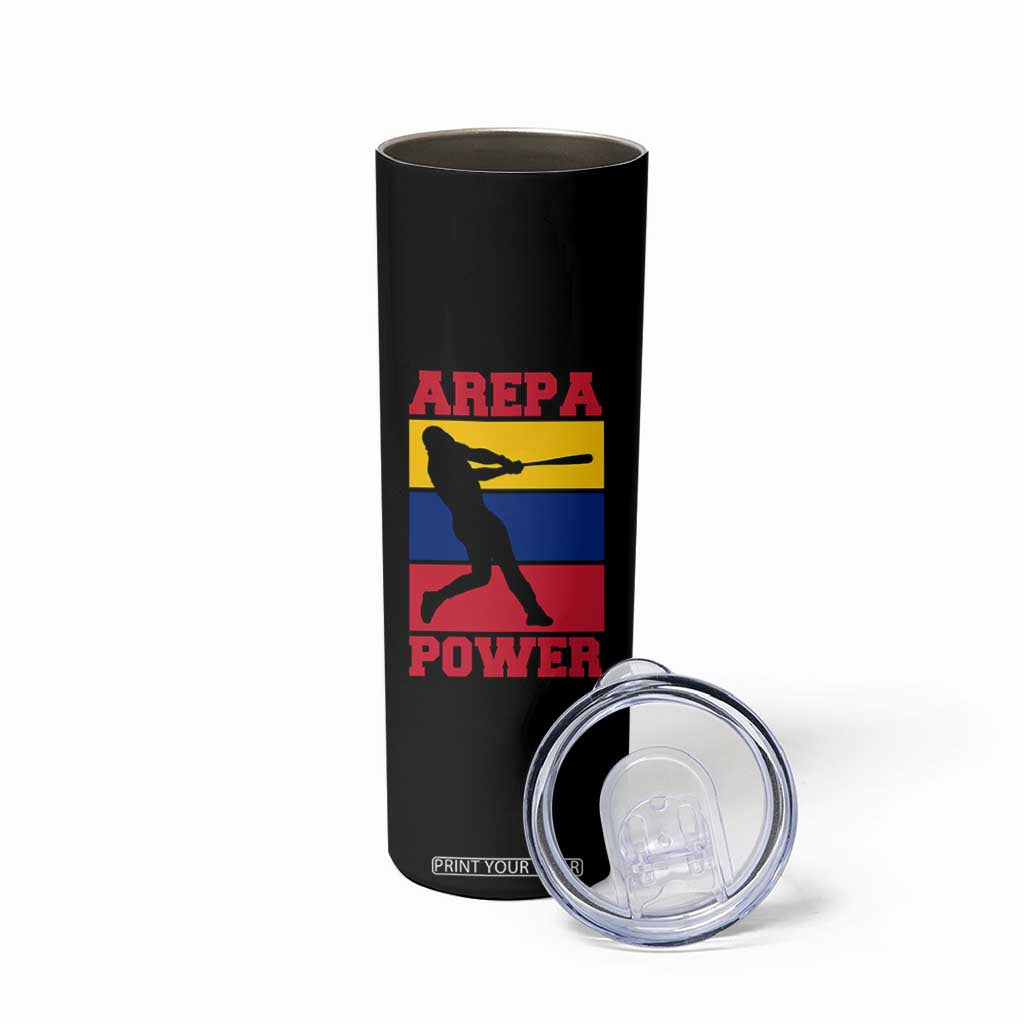 Arepa Power Venezuela Baseball Flag Skinny Tumbler Funny Venezuelan Pride Gift for Beisbol Lovers TS02 Print Your Wear