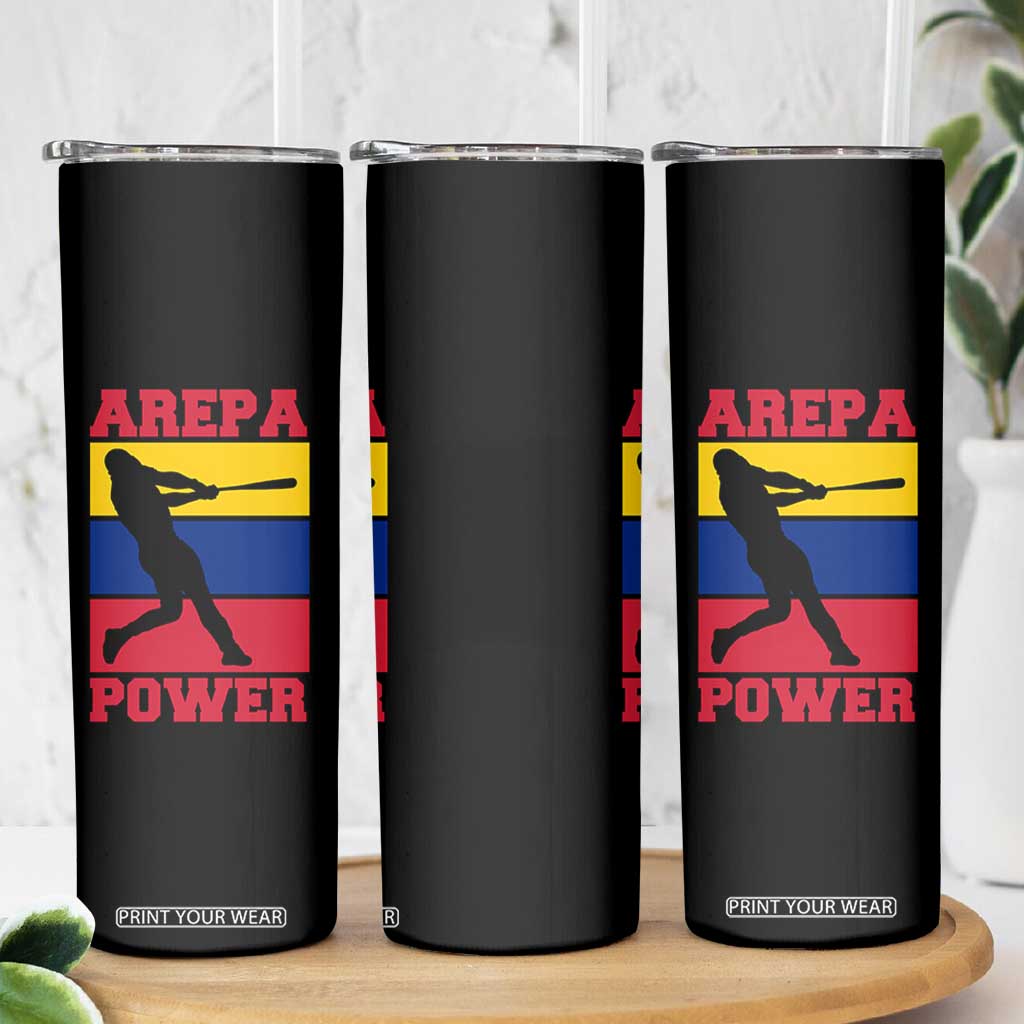 Arepa Power Venezuela Baseball Flag Skinny Tumbler Funny Venezuelan Pride Gift for Beisbol Lovers TS02 Print Your Wear