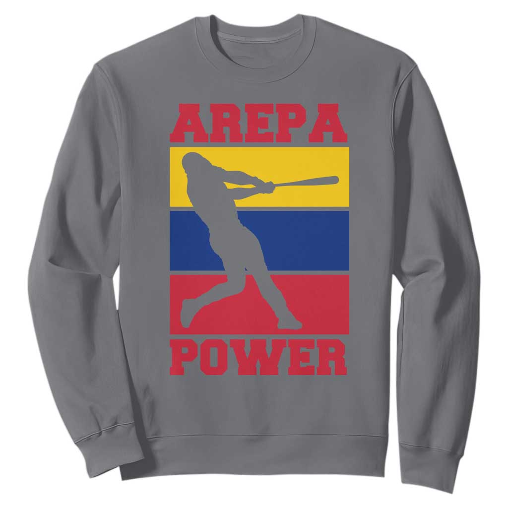 Arepa Power Venezuela Baseball Flag Sweatshirt Funny Venezuelan Pride Gift for Beisbol Lovers TS02 Charcoal Print Your Wear