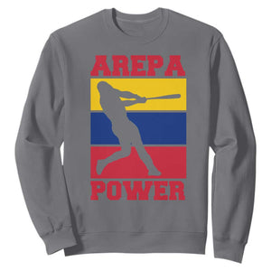 Arepa Power Venezuela Baseball Flag Sweatshirt Funny Venezuelan Pride Gift for Beisbol Lovers TS02 Charcoal Print Your Wear