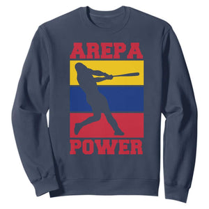 Arepa Power Venezuela Baseball Flag Sweatshirt Funny Venezuelan Pride Gift for Beisbol Lovers TS02 Navy Print Your Wear