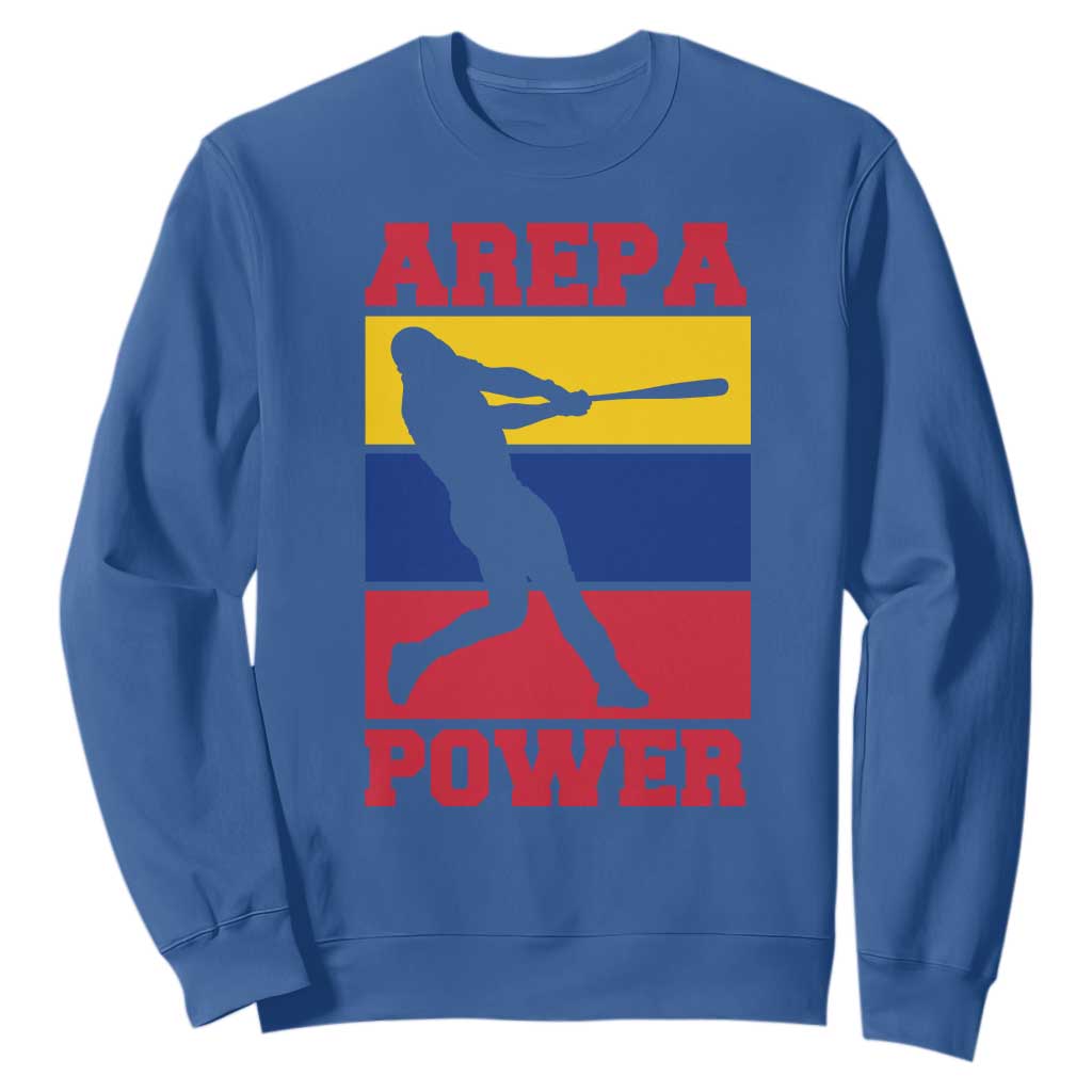 Arepa Power Venezuela Baseball Flag Sweatshirt Funny Venezuelan Pride Gift for Beisbol Lovers TS02 Royal Blue Print Your Wear