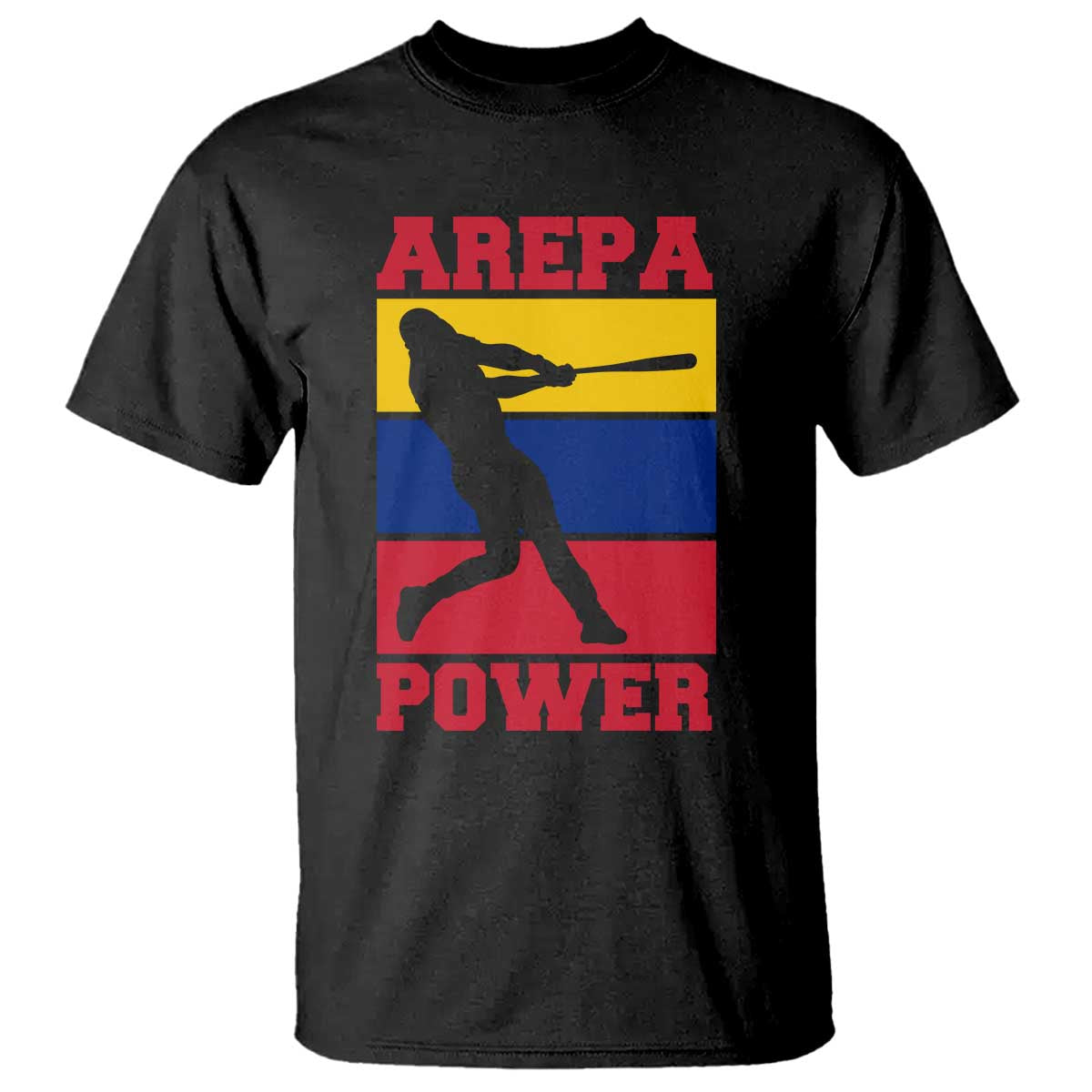 Arepa Power Venezuela Baseball Flag T Shirt Funny Venezuelan Pride Gift for Beisbol Lovers TS02 Black Print Your Wear