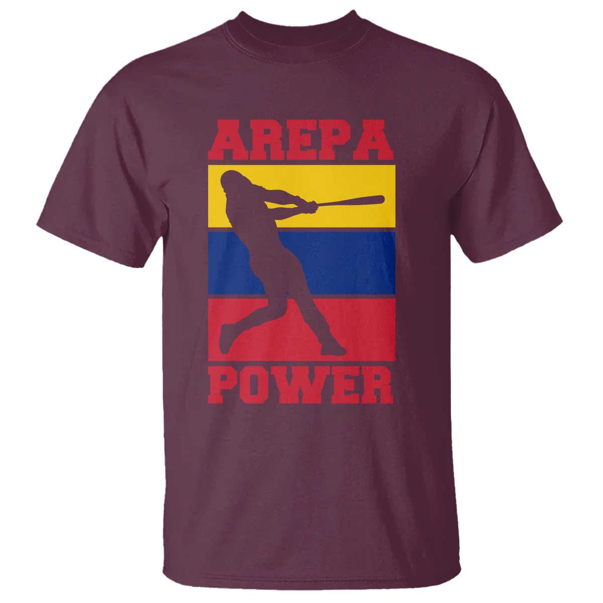 Arepa Power Venezuela Baseball Flag T Shirt Funny Venezuelan Pride Gift for Beisbol Lovers TS02 Maroon Print Your Wear
