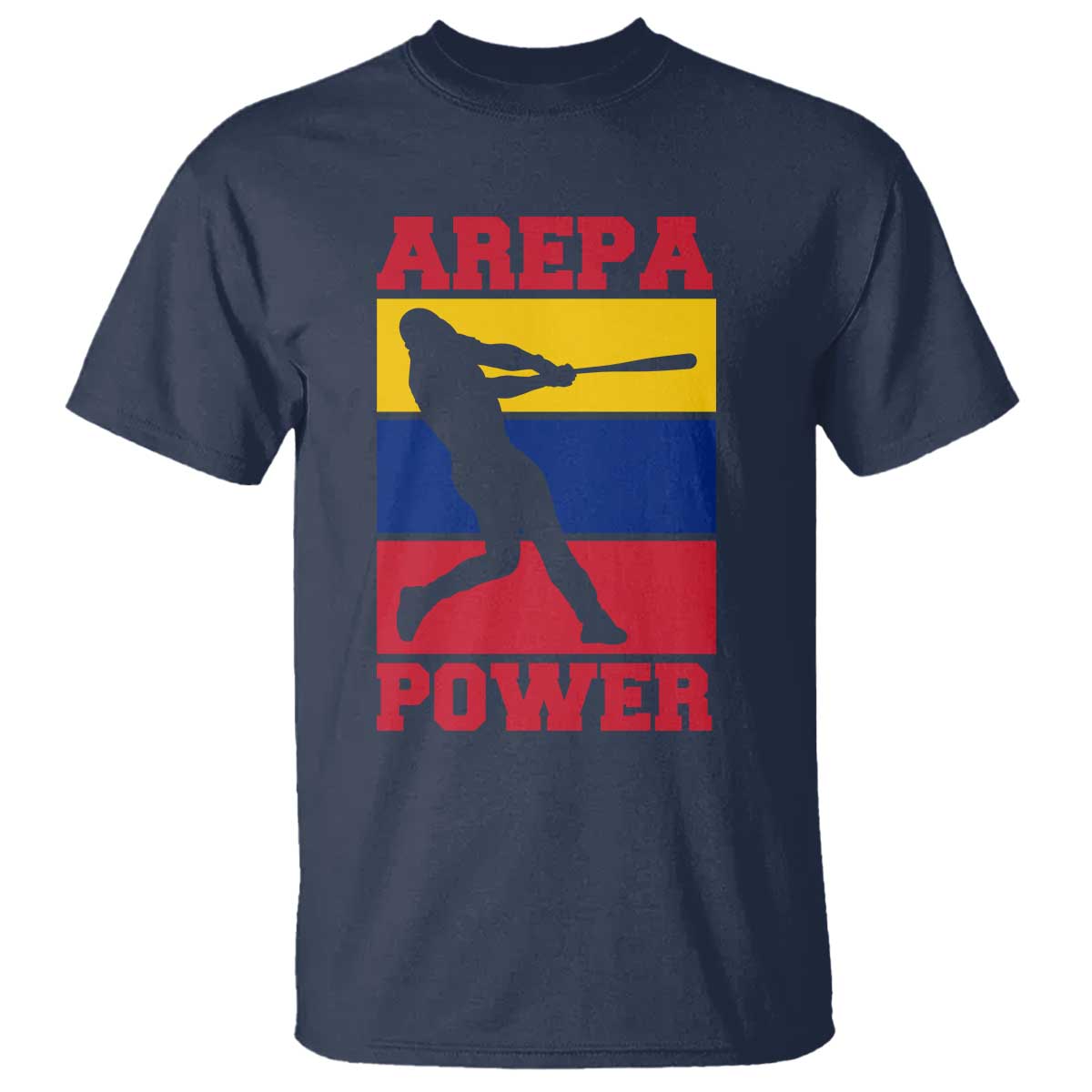 Arepa Power Venezuela Baseball Flag T Shirt Funny Venezuelan Pride Gift for Beisbol Lovers TS02 Navy Print Your Wear