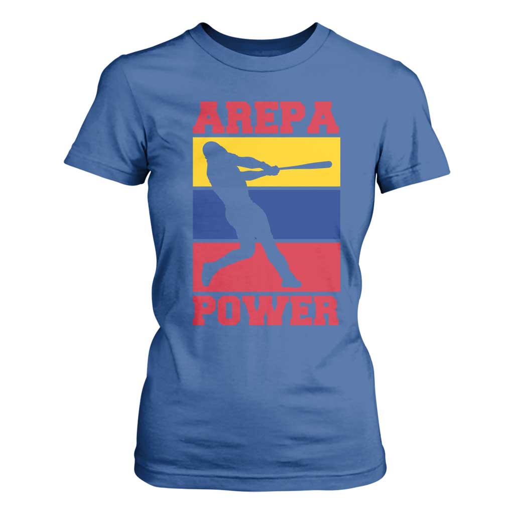Arepa Power Venezuela Baseball Flag T Shirt For Women Funny Venezuelan Pride Gift for Beisbol Lovers TS02 Royal Blue Print Your Wear