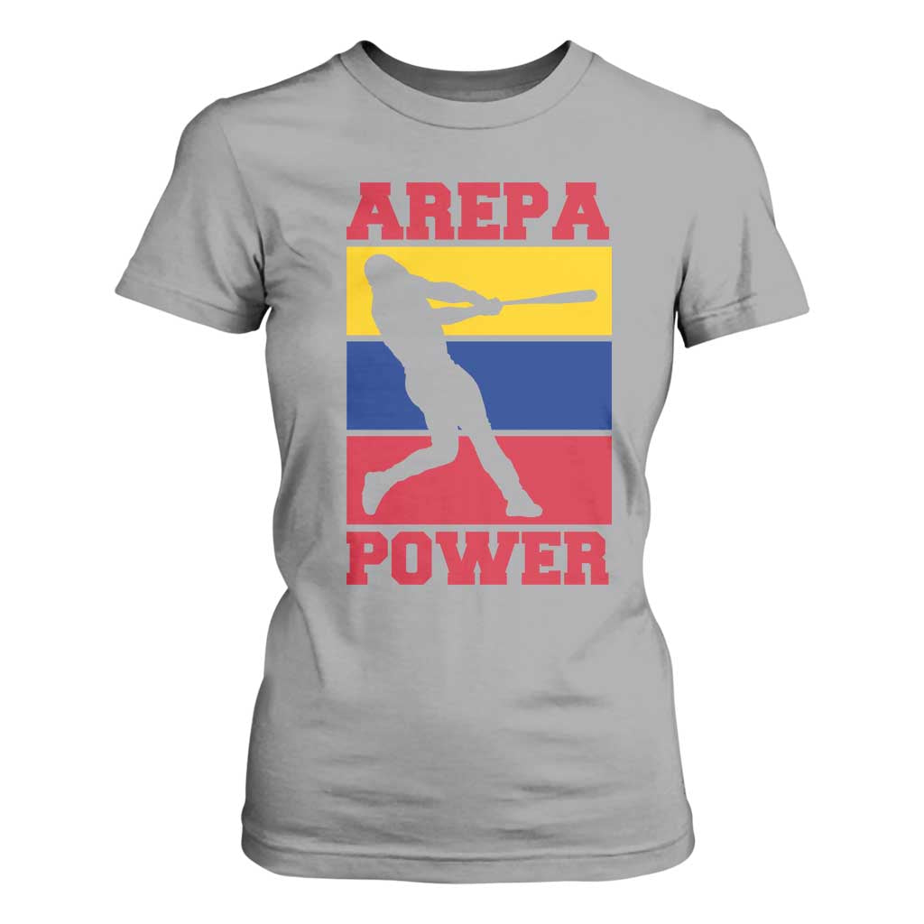 Arepa Power Venezuela Baseball Flag T Shirt For Women Funny Venezuelan Pride Gift for Beisbol Lovers TS02 Sport Gray Print Your Wear
