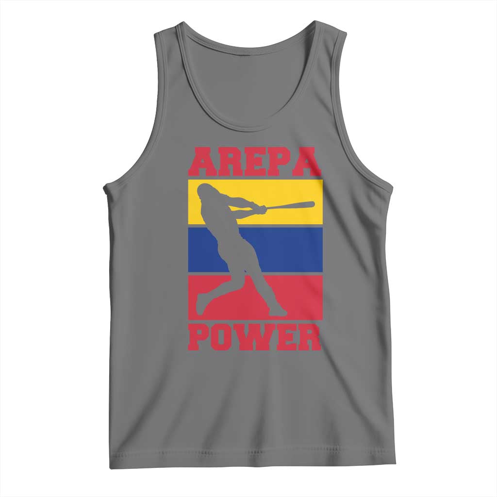 Arepa Power Venezuela Baseball Flag Tank Top Funny Venezuelan Pride Gift for Beisbol Lovers TS02 Black Heather Print Your Wear
