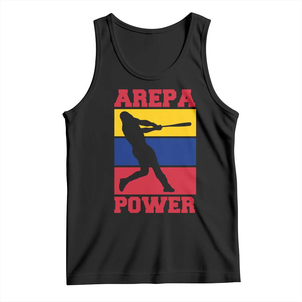 Arepa Power Venezuela Baseball Flag Tank Top Funny Venezuelan Pride Gift for Beisbol Lovers TS02 Black Print Your Wear