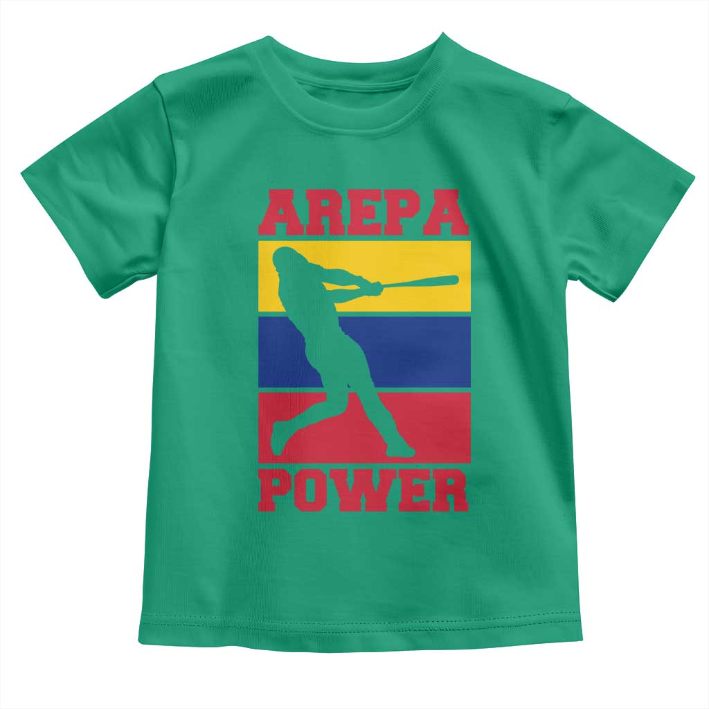 Arepa Power Venezuela Baseball Flag Toddler T Shirt Funny Venezuelan Pride Gift for Beisbol Lovers TS02 Irish Green Print Your Wear