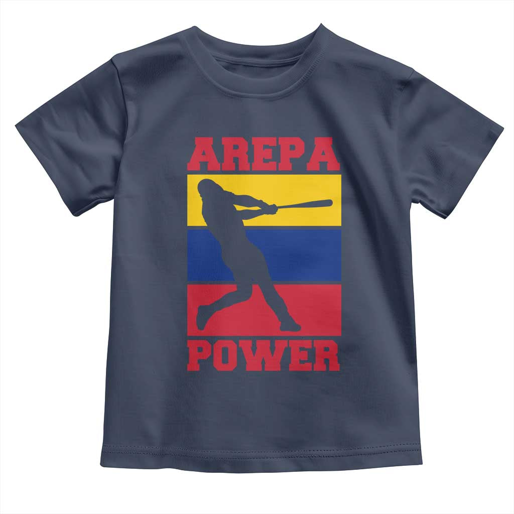 Arepa Power Venezuela Baseball Flag Toddler T Shirt Funny Venezuelan Pride Gift for Beisbol Lovers TS02 Navy Print Your Wear