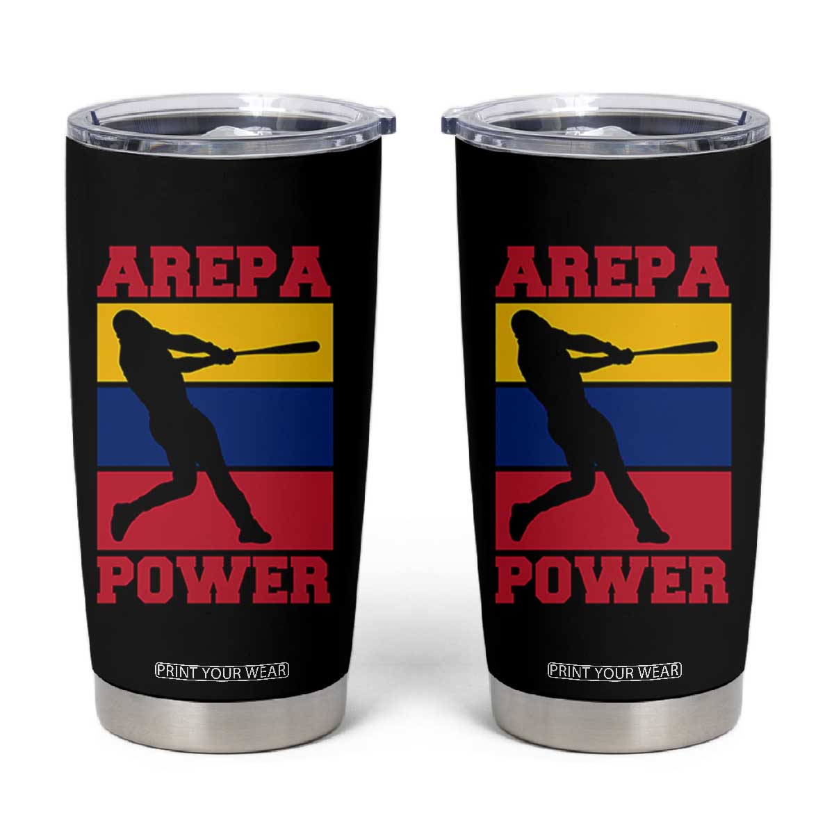 Arepa Power Venezuela Baseball Flag Tumbler Cup Funny Venezuelan Pride Gift for Beisbol Lovers TS02 Black Print Your Wear