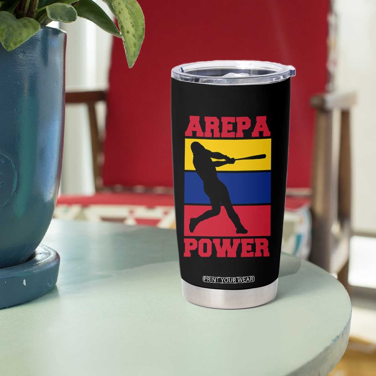 Arepa Power Venezuela Baseball Flag Tumbler Cup Funny Venezuelan Pride Gift for Beisbol Lovers TS02 Print Your Wear