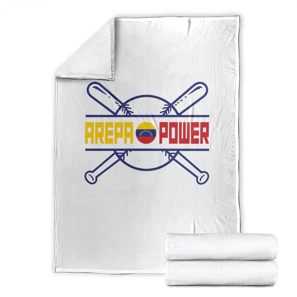 Arepa Power Baseball Crossed Bats Throw Blanket Funny Venezuelan Pride Gift for Latino Sports Fans TS02 White Print Your Wear