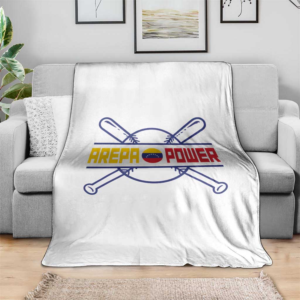 Arepa Power Baseball Crossed Bats Throw Blanket Funny Venezuelan Pride Gift for Latino Sports Fans TS02 Print Your Wear