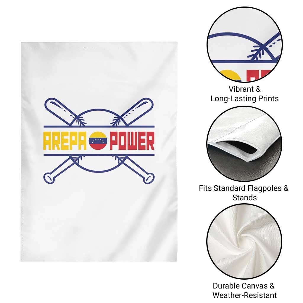 Arepa Power Baseball Crossed Bats Garden Flag Funny Venezuelan Pride Gift for Latino Sports Fans TS02 Print Your Wear