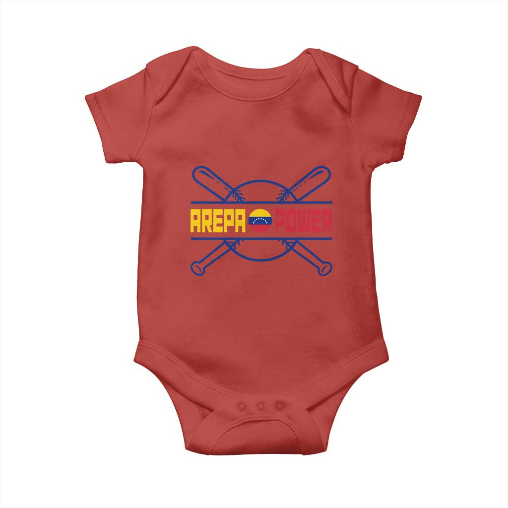 Arepa Power Baseball Crossed Bats Baby Onesie Funny Venezuelan Pride Gift for Latino Sports Fans TS02 Red Print Your Wear