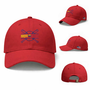 Arepa Power Baseball Crossed Bats Baseball Cap Funny Venezuelan Pride Gift for Latino Sports Fans TS02 Baseball Cap Universal Fit Red Print Your Wear