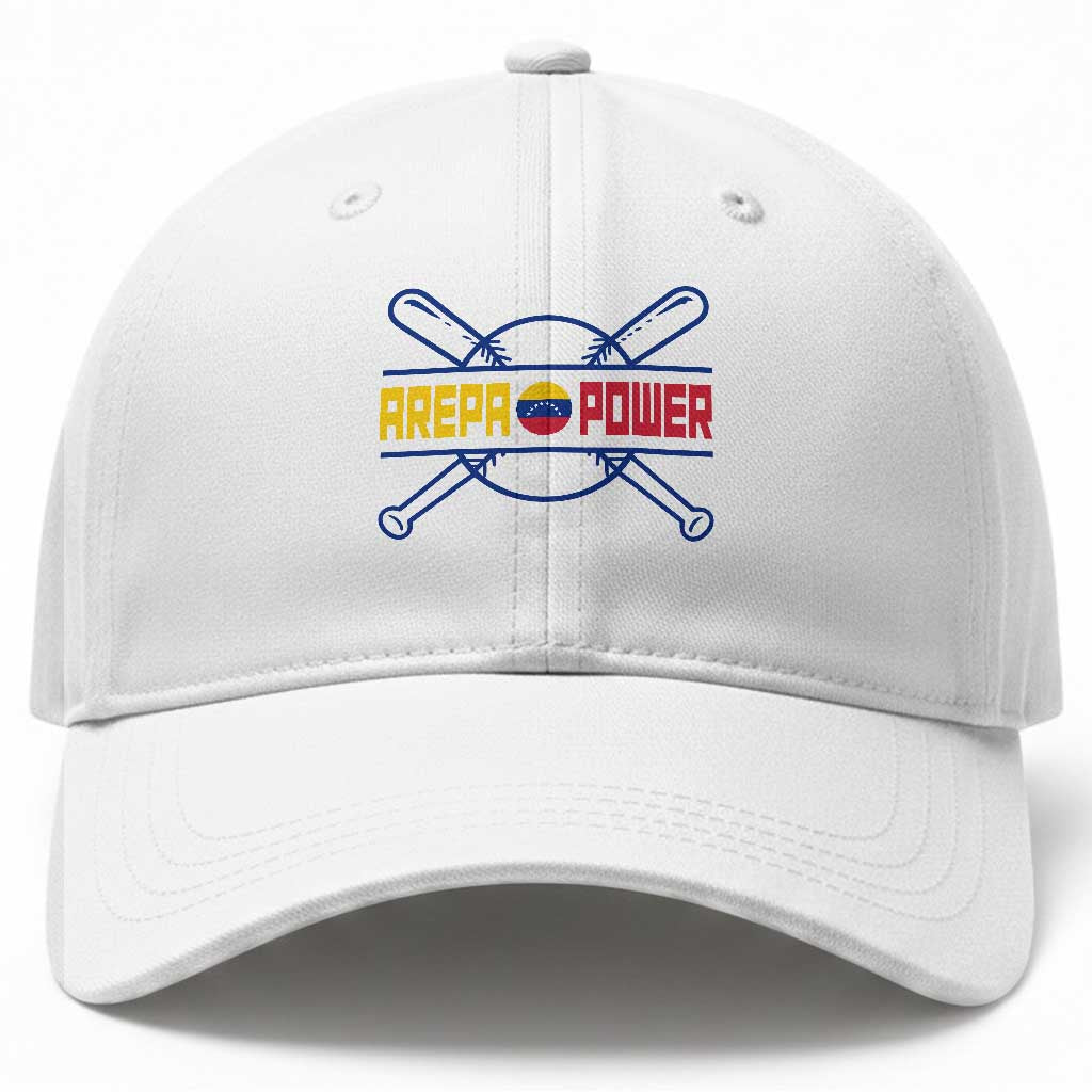 Arepa Power Baseball Crossed Bats Baseball Cap Funny Venezuelan Pride Gift for Latino Sports Fans TS02 Print Your Wear