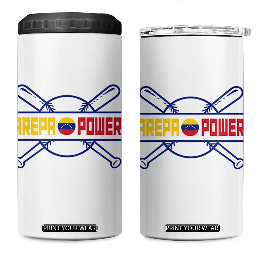 Arepa Power Baseball Crossed Bats 4 in 1 Can Cooler Tumbler Funny Venezuelan Pride Gift for Latino Sports Fans TS02 One Size: 16 oz White Print Your Wear