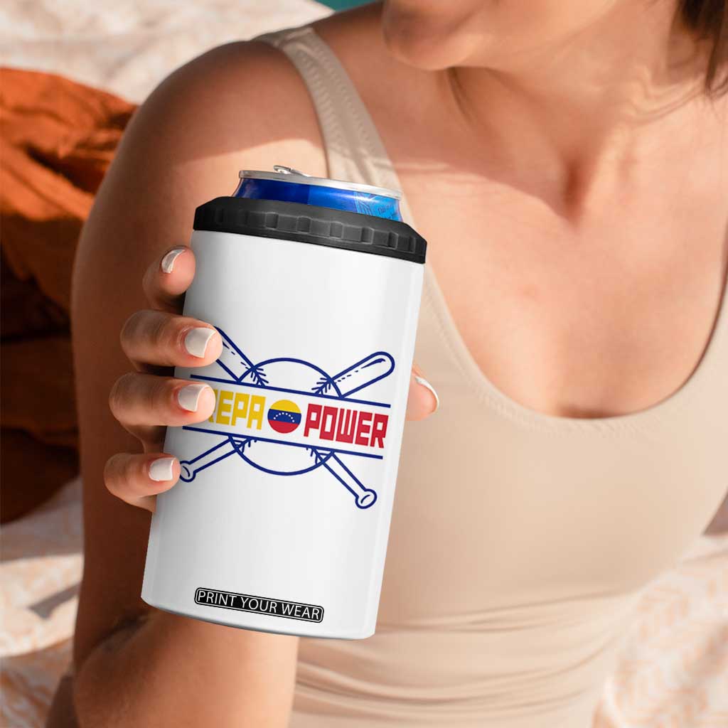 Arepa Power Baseball Crossed Bats 4 in 1 Can Cooler Tumbler Funny Venezuelan Pride Gift for Latino Sports Fans TS02 Print Your Wear