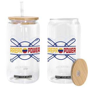 Arepa Power Baseball Crossed Bats Glass Can Funny Venezuelan Pride Gift for Latino Sports Fans TS02 Print Your Wear