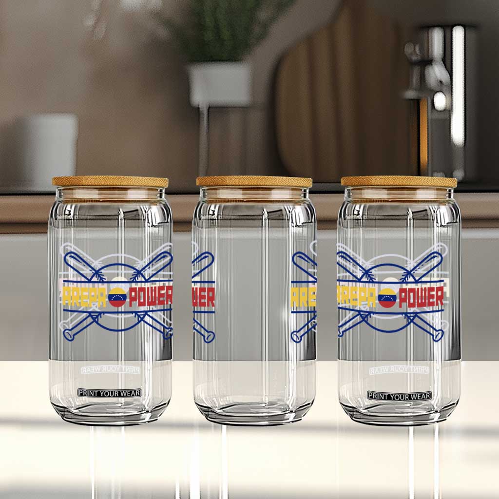 Arepa Power Baseball Crossed Bats Glass Can Funny Venezuelan Pride Gift for Latino Sports Fans TS02 Print Your Wear
