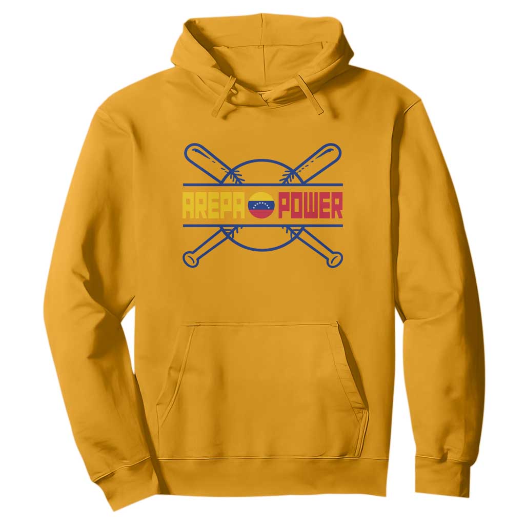 Arepa Power Baseball Crossed Bats Hoodie Funny Venezuelan Pride Gift for Latino Sports Fans TS02 Gold Print Your Wear