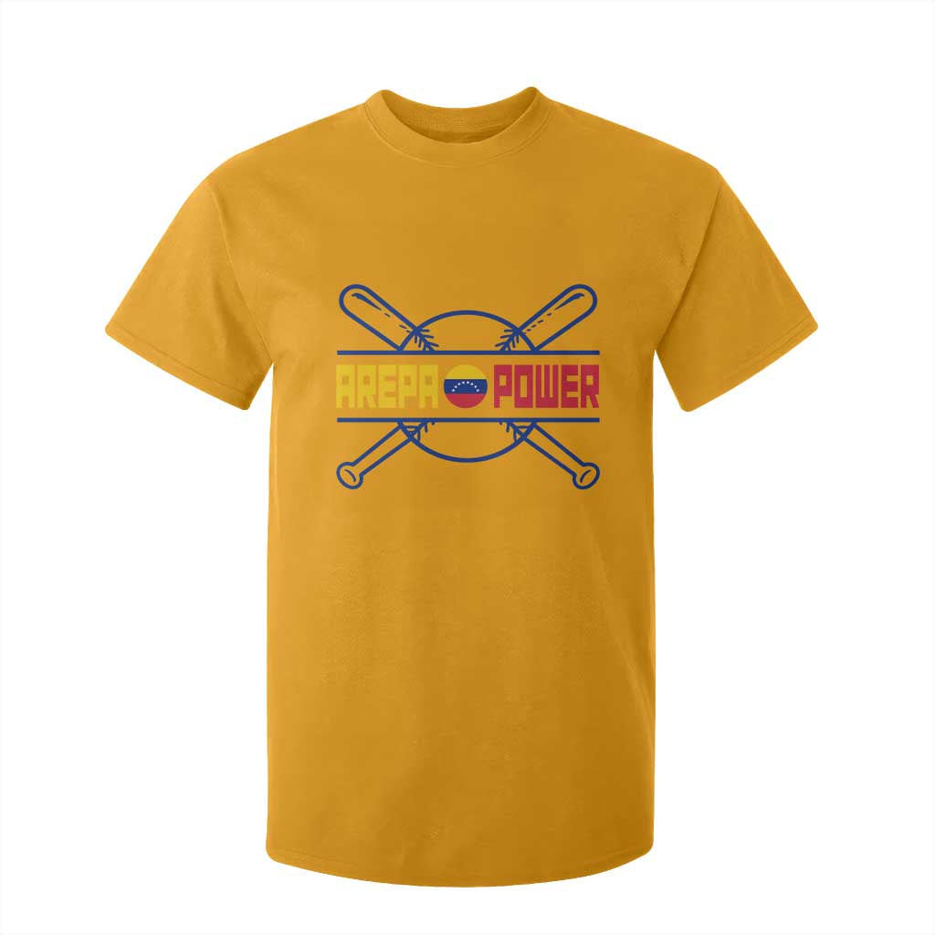 Arepa Power Baseball Crossed Bats T Shirt For Kid Funny Venezuelan Pride Gift for Latino Sports Fans TS02 Gold Print Your Wear