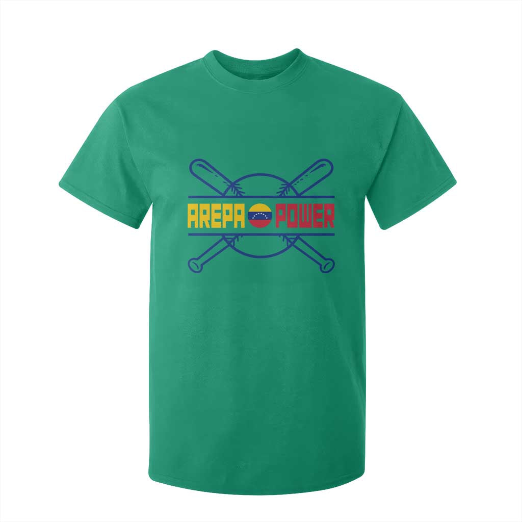 Arepa Power Baseball Crossed Bats T Shirt For Kid Funny Venezuelan Pride Gift for Latino Sports Fans TS02 Irish Green Print Your Wear