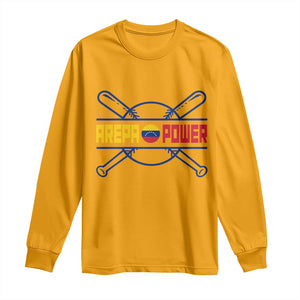 Arepa Power Baseball Crossed Bats Long Sleeve Shirt Funny Venezuelan Pride Gift for Latino Sports Fans TS02 Gold Print Your Wear