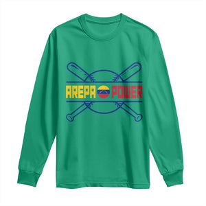 Arepa Power Baseball Crossed Bats Long Sleeve Shirt Funny Venezuelan Pride Gift for Latino Sports Fans TS02 Irish Green Print Your Wear
