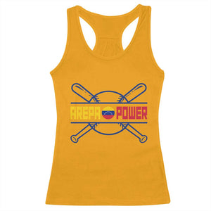 Arepa Power Baseball Crossed Bats Racerback Tank Top Funny Venezuelan Pride Gift for Latino Sports Fans TS02 Gold Print Your Wear