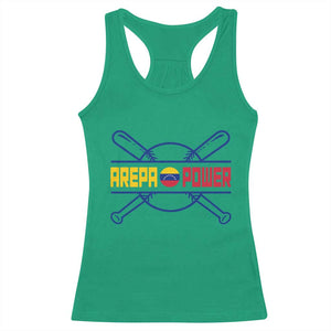 Arepa Power Baseball Crossed Bats Racerback Tank Top Funny Venezuelan Pride Gift for Latino Sports Fans TS02 Irish Green Print Your Wear