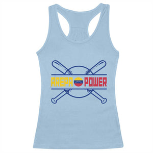 Arepa Power Baseball Crossed Bats Racerback Tank Top Funny Venezuelan Pride Gift for Latino Sports Fans TS02 Light Blue Print Your Wear
