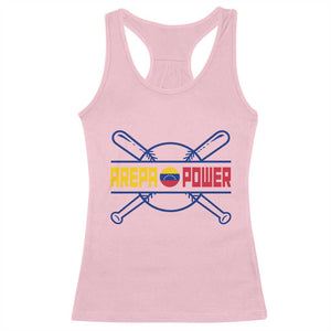Arepa Power Baseball Crossed Bats Racerback Tank Top Funny Venezuelan Pride Gift for Latino Sports Fans TS02 Light Pink Print Your Wear