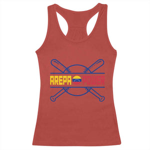 Arepa Power Baseball Crossed Bats Racerback Tank Top Funny Venezuelan Pride Gift for Latino Sports Fans TS02 Red Print Your Wear